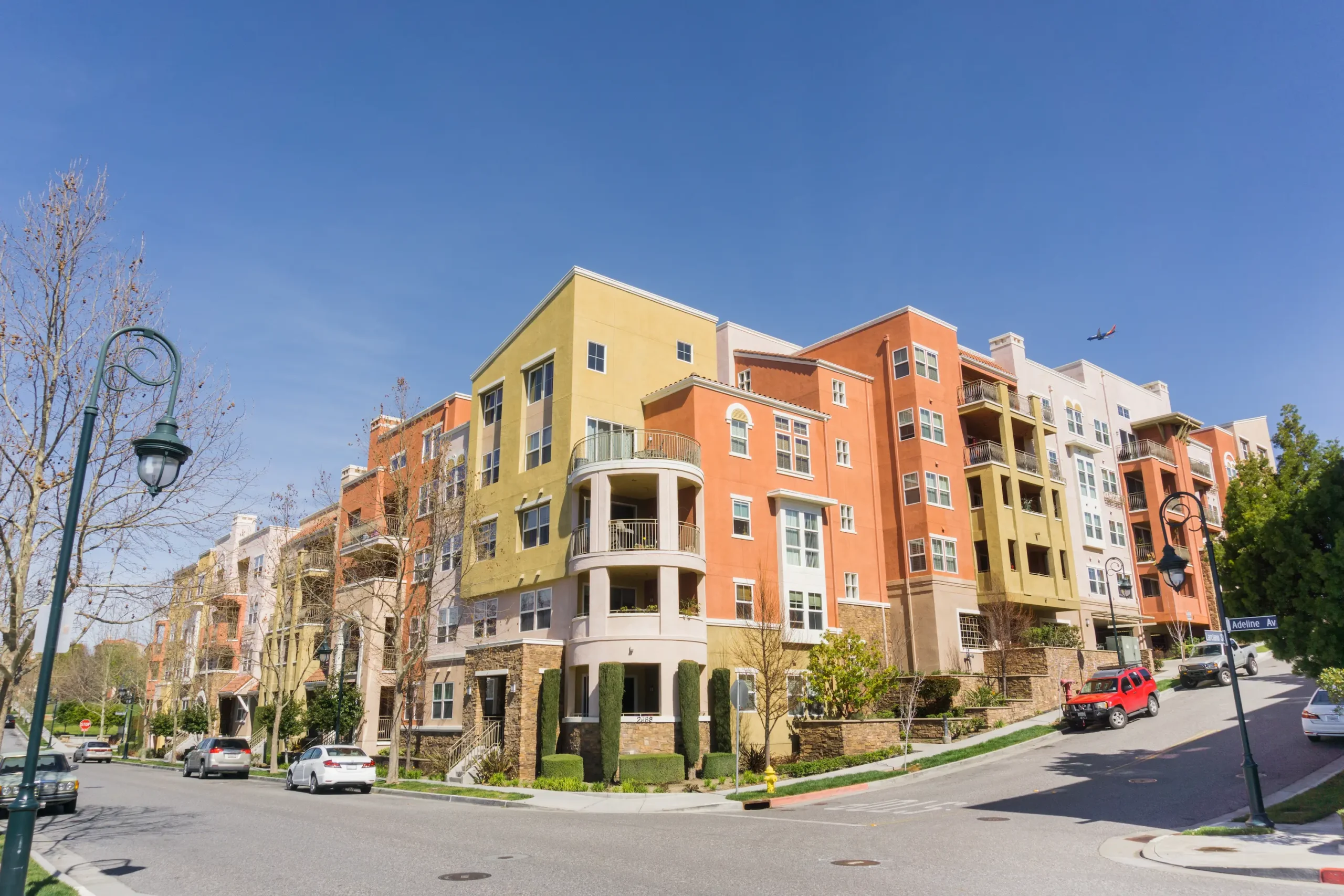 Colorful and modern multi-family apartments and townhomes